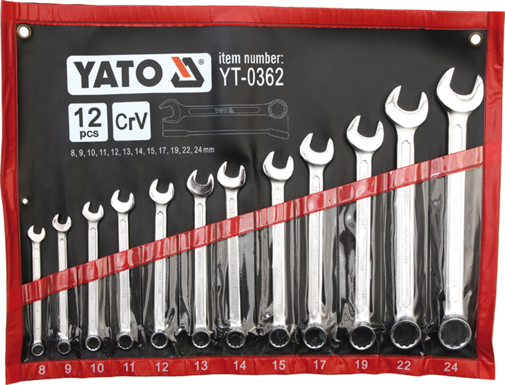 YATO YT-0362 - KLUCZE PŁASKO-OCZKOWE 8-24 12SZT