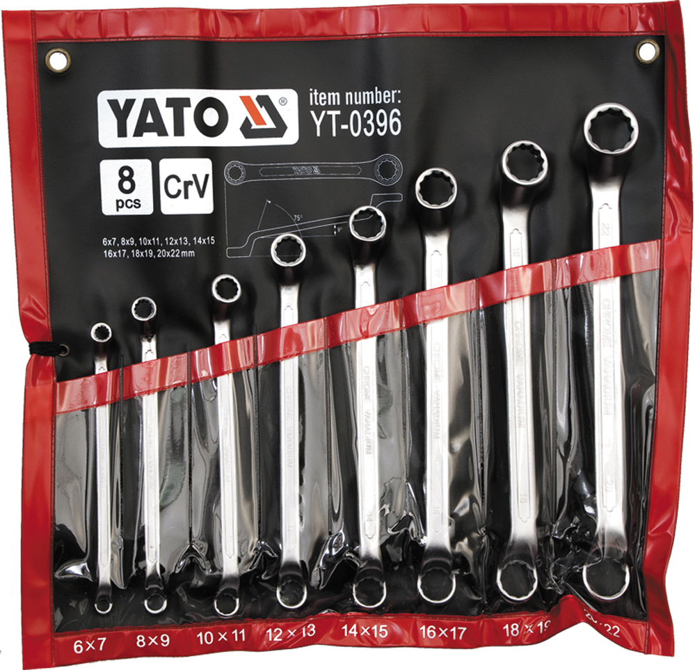YATO YT-0396 - KLUCZE OCZKOWE ODGIĘTE. 6-22MM. 8 CZ