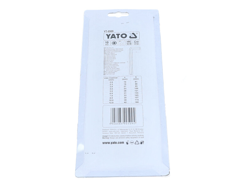 YATO YT-0509 - KLUCZE HEX KULKA 10CZ.2-12MM