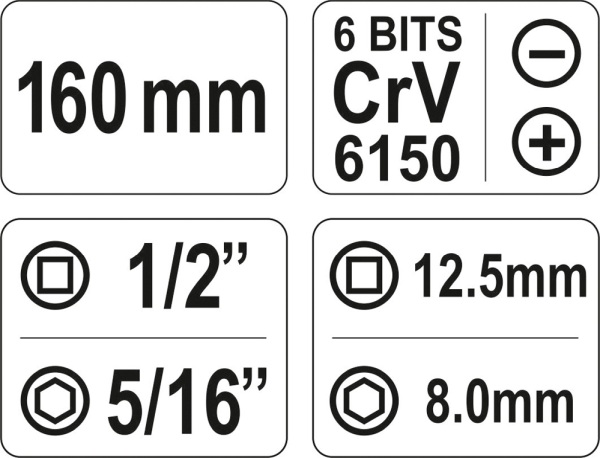 YATO YT-2802 - WKRĘTAK UDAROWY CR-V  6 BITÓW