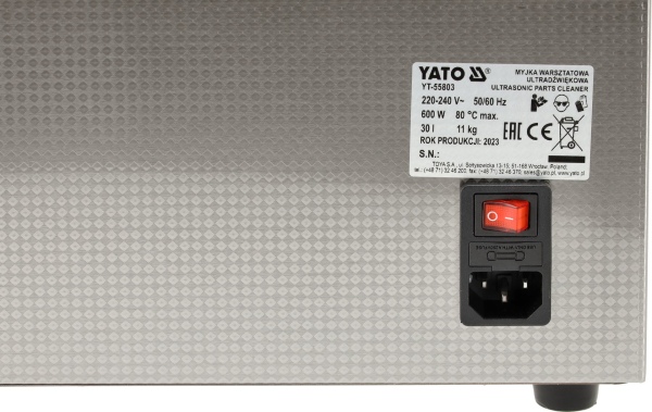 YATO YT-55803 - MYJKA WARSZTATOWA ULTRADŹWIĘKOWA 30 L. KOSZ. 500X300X200 MM