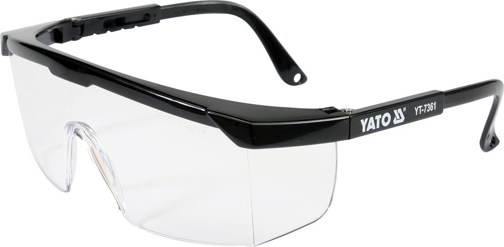 YATO YT-7361 - OKULARY OCHRONNE CZARNE. SOCZEWKA BEZBARWNA TYP 9844
