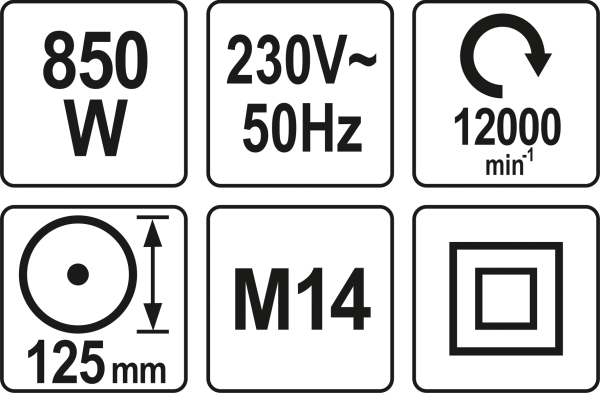 YATO YT-82097 - SZLIFIERKA KĄTOWA 850W 125MM. 230 V