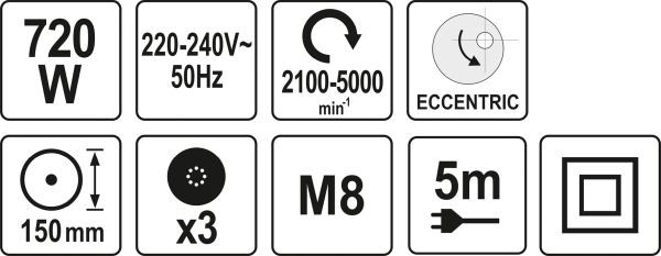 YATO YT-82200 - POLERKA MIMOŚRODOWA 150 MM. 720W. 230V