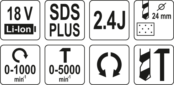 YATO YT-82772 - MŁOTOWIERTARKA SDS 18V -BEZ AKUMULATORA