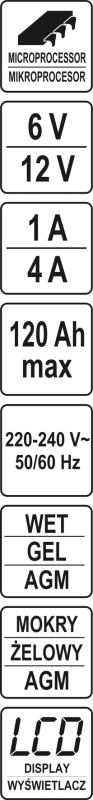 YATO YT-83033 - PROSTOWNIK ELEKTRONICZNY 6-12V 1-4A