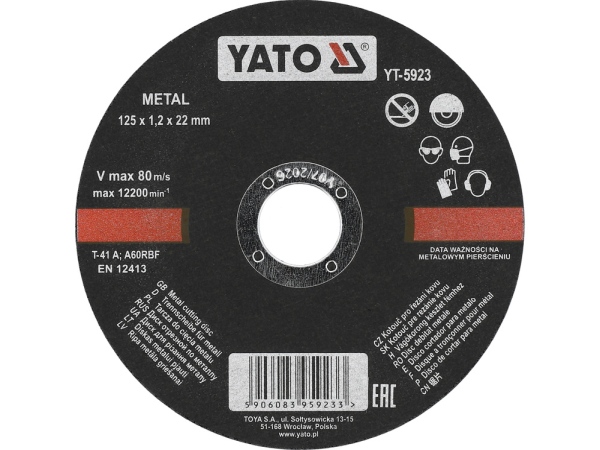 YATO YT-5923 - TARCZA DO CIĘCIA METALU 125X1.2X22