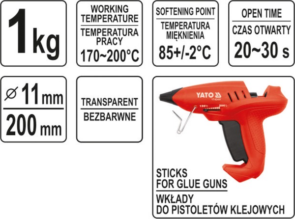 YATO YT-82430 - KLEJ TERMOTOPLIWY 11.2X200MM 1KG