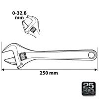 KLUCZ NASTAWNY 250 MM, ZAKRES 0-33 MM