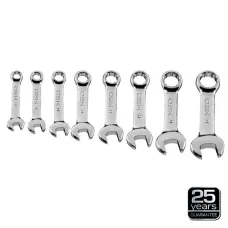 NEO TOOLS 09-791 — KLUCZE PŁASKO-OCZKOWE 8-19 MM (KRÓTKIE), ZESTAW 8 SZT.