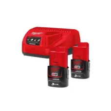 MILWAUKEE 4933451902 — Akumulator, 12V, 3Ah, liczba baterii: 2szt., Li-Ion, ładowarka w zestawie, C12 C...