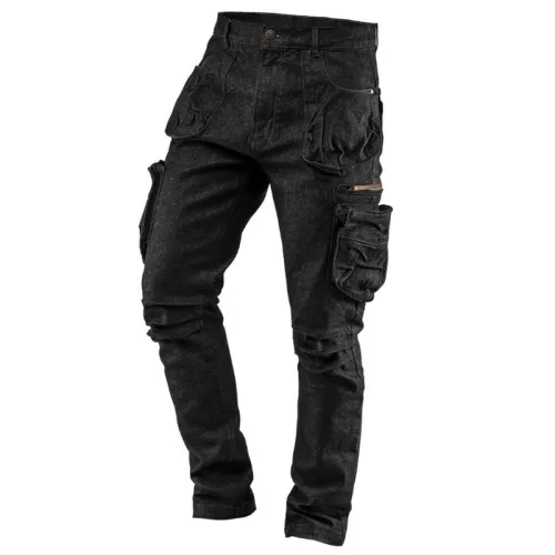 SPODNIE ROBOCZE 5-KIESZENIOWE DENIM, CZARNE, ROZMIAR XL