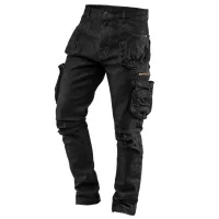 SPODNIE ROBOCZE 5-KIESZENIOWE DENIM, CZARNE, ROZMIAR XXXL