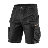 KRÓTKIE SPODENKI ROBOCZE DENIM, CZARNE, ROZMIAR L
