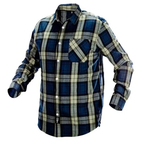 KOSZULA FLANELOWA GRANATOWO-OLIWKOWO-CZARNA, ROZMIAR XXL