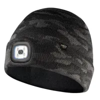 CZAPKA Z LATARKĄ LED, DWUWARSTWOWA, CAMO URBAN