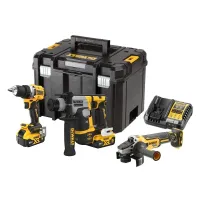 ZESTAW WKRĘTARKA DCD800 + MŁOTOWIERTARKA DCH172 + SZLIFIERKA DCG405, 2X5AH, ŁADOWARKA, WALIZKA