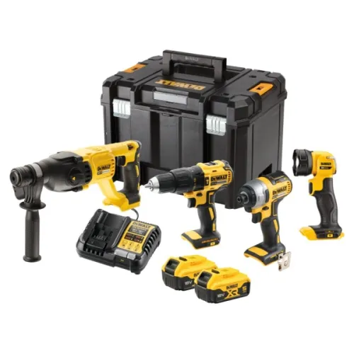ZESTAW WKRĘTARKA DCD778, ZAKRĘTARKA DCF787, MŁOTOWIERTARKA DCH133, LAMPA DCL040, 2X5AH, ŁADOWARKA, WALIZKA