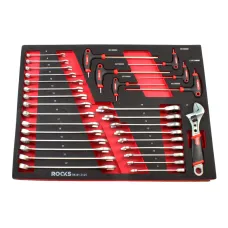 ROOKS OK-01.3125 — ZESTAW KLUCZY PŁASKO-OCZKOWYCH 6-22 MM, IMBUSOWYCH I KLUCZ NASTAWNY, 31 CZ