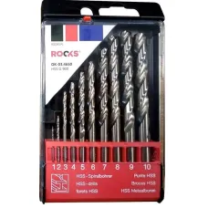 ROOKS OK-03.4650 — WIERTŁA DO METALU PRO HSS G 900 N/MM2, KPL 10 CZ 1/2/3/4/5/6/7/8/9/10 MM, DIN 33...