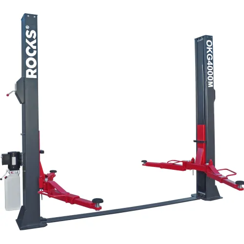 PODNOŚNIK DWUKOLUMNOWY ELEKTROHYDRAULICZNY PÓŁAUTOMATYCZNY 4T ŁĄCZONY DOŁEM ARM 2-2 P: 2820MM 400V OKG-4000M ROOKS