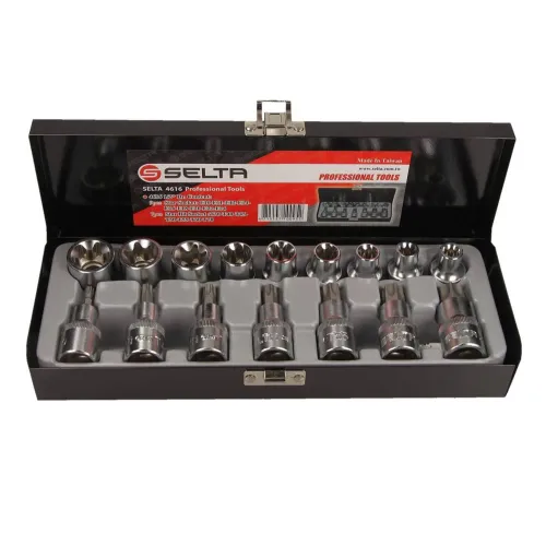 ZESTAW NASADEK I KLUCZY TRZPIENIOWYCH TORX, 1/2, 16 CZ, E 10-24, T 30-70