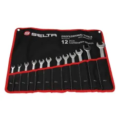 Selta SE-81512 — ZESTAW KLUCZY PŁASKO-OCZKOWYCH, 12 CZ, 8-24, ETUI