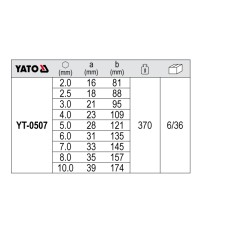YATO YT-0507 — KLUCZE IMBUSOWE HEX, KULKA 2-10 MM, KPL. 9 SZT.