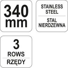 YATO YT-6336 — SZCZOTKA DRUCIANA, DRUT STALOWY, 3 RZĘDY, ZE SKROBAKIEM, RĘKOJEŚĆ PLASTIKOWA