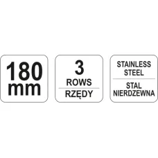 NARZEDZIA WARSZTAT YT-6337 — SZCZOTKA DRUCIANA, DRUT NIERDZEWNY, 3-RZĘDOWA, 180 MM