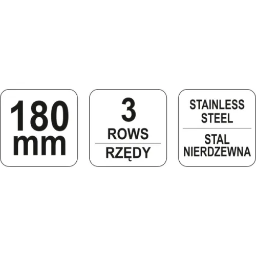 SZCZOTKA DRUCIANA, DRUT NIERDZEWNY, 3-RZĘDOWA, 180 MM
