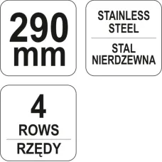 YATO YT-6339 — SZCZOTKA DRUCIANA, DRUT NIERDZEWNY, 4 RZĘDY, RĘKOJEŚĆ PLASTIKOWA