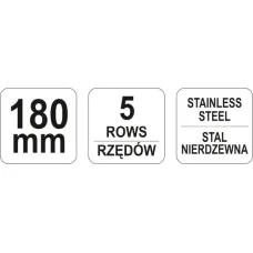 YATO YT-6340 — SZCZOTKA DRUCIANA,DRUT NIERDZEWNY,5 RZĘDÓW ZE SKROBAKIEM,RĘKOJEŚĆ PLASTIKOWA