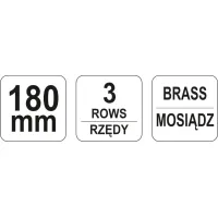 SZCZOTKA DRUCIANA, DRUT MOSIĘŻNY, 3 RZĘDY, RĘKOJEŚĆ PLASTIKOWA