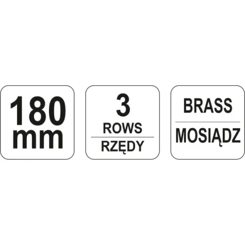 SZCZOTKA DRUCIANA, DRUT MOSIĘŻNY, 3 RZĘDY, RĘKOJEŚĆ PLASTIKOWA