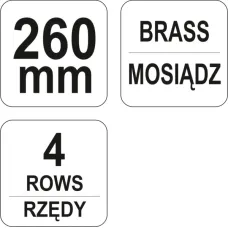 YATO YT-6344 — SZCZOTKA DRUCIANA,DRUT MOSIĘŻNY,4 RZĘDY,RĘKOJEŚĆ PLASTIKOWA