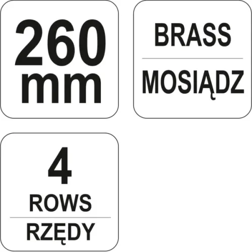 SZCZOTKA DRUCIANA,DRUT MOSIĘŻNY,4 RZĘDY,RĘKOJEŚĆ PLASTIKOWA