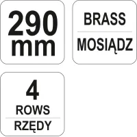 SZCZOTKA DRUCIANA,DRUT MOSIĘŻNY, 4 RZĘDY ZE SKROBAKIEM,RĘKOJEŚĆ PLASTIKOWA