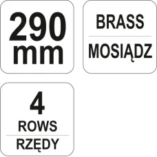 YATO YT-6345 — SZCZOTKA DRUCIANA,DRUT MOSIĘŻNY, 4 RZĘDY ZE SKROBAKIEM,RĘKOJEŚĆ PLASTIKOWA