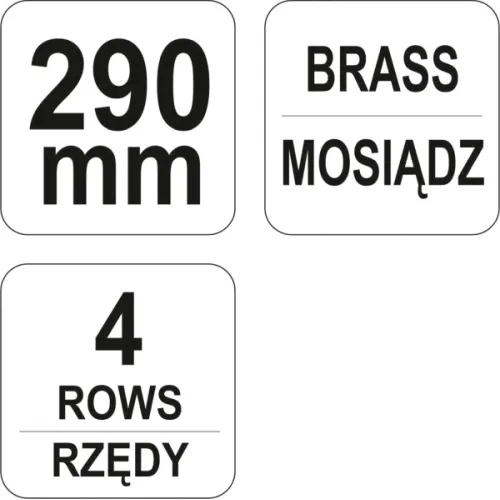 SZCZOTKA DRUCIANA,DRUT MOSIĘŻNY, 4 RZĘDY ZE SKROBAKIEM,RĘKOJEŚĆ PLASTIKOWA