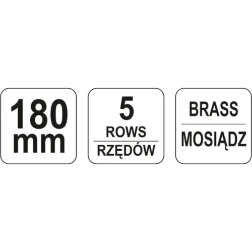 SZCZOTKA DRUCIANA,DRUT MOSIĘŻNY,5 RZĘDÓW,RĘKOJEŚĆ PLASTIKOWA