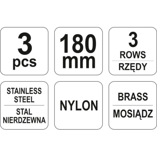 ZESTAW SZCZOTEK DRUCIANYCH 3 SZTUKI