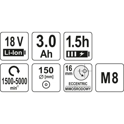 POLERKA AKUMULATOROWA MIMOŚRODOWA BEZSZCZOTKOWA 18V