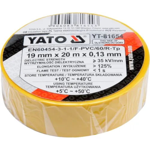 TAŚMA ELEKTROIZOLACYJNA 19MMX20M ŻÓŁTA