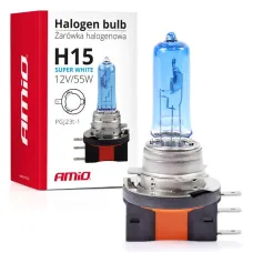AMIO 01492 — Żarówka halogenowa H15 12V 55W Super White AMIO-01492