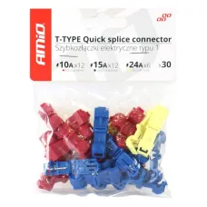 AMIO 02347 — Szybkozłączki elektryczne konektory Typ-T 30 szt. mix AMIO-02347