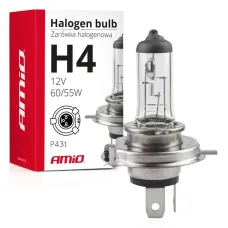 AMIO 01268 — Żarówka halogenowa H4 12V 60/55W filtr UV (E8) AMIO-01268