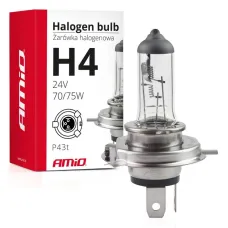 AMIO 01267 — Żarówka halogenowa H4 24V 75/70W filtr UV (E8) AMIO-01267
