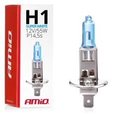 AMIO 01489 — Żarówka halogenowa H1 12V 55W Super White AMIO-01489