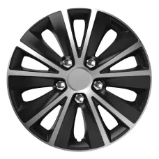 VERSACO 10060 — Kołpak samochodowy czarno srebrny ze śrubami chrom Rapide NC 16